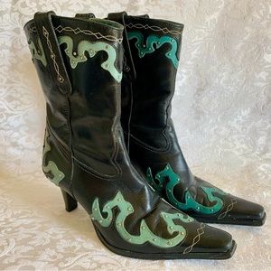 Antonio Melani Brazilian Boots Women’s 6.5 M Black Teal Studs
